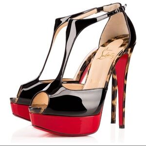 Christian Louboutin Black Patent Leather Heels with Red Soles